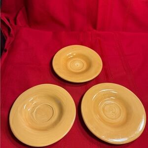 Pottery Barn Yellow Ceramic Saucers - Set of 3